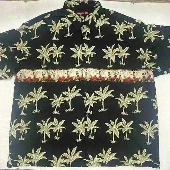 Point Zero Hawaiian hula girls print short sleeve shirt button up men’s size 3XL - Picture 2 of 13